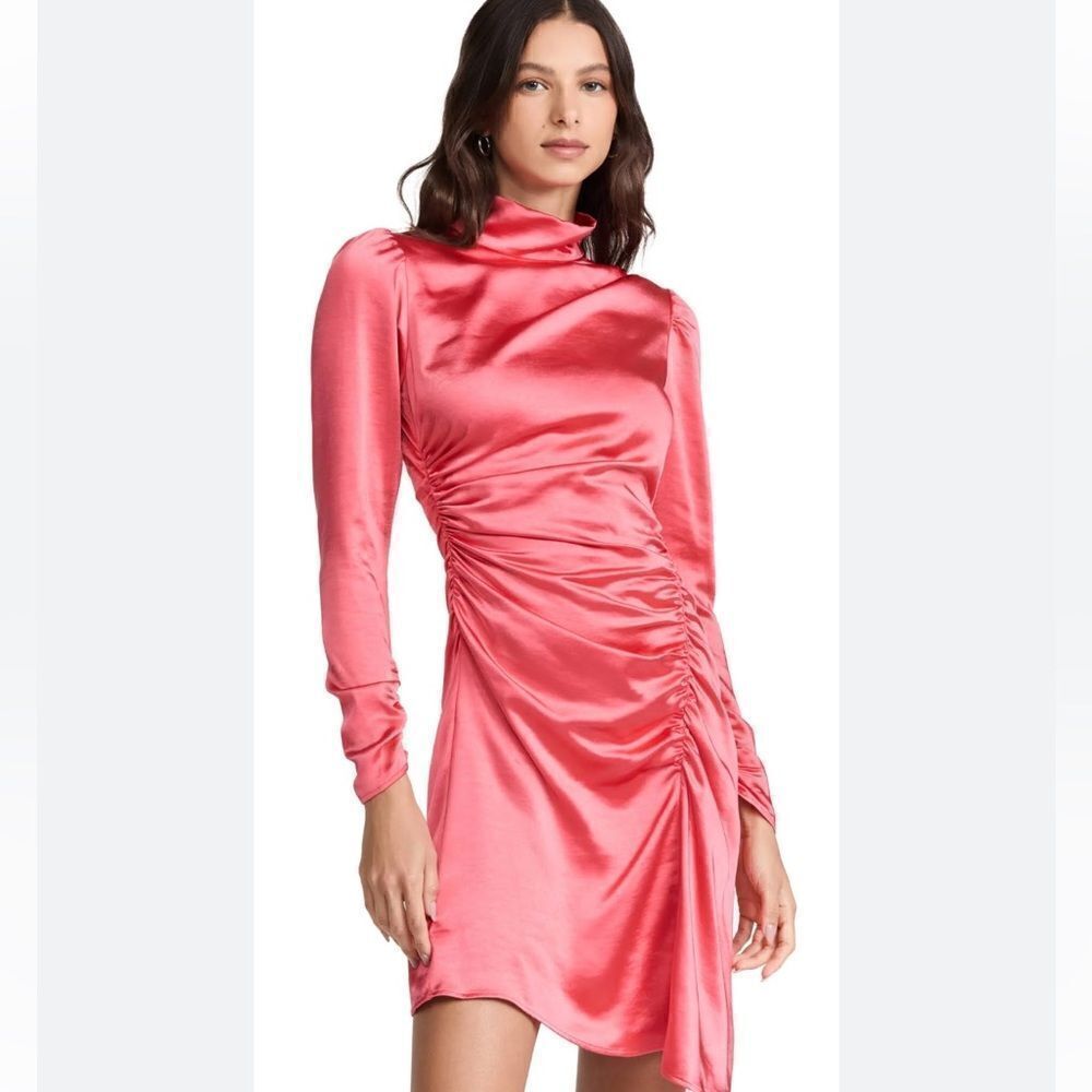 A.L.C Joss Ruched Asymmetric Satin Dress Sz 00‎